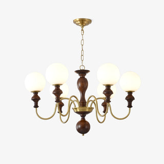 Lustra Lustre Bois Laiton Globe Intemporel