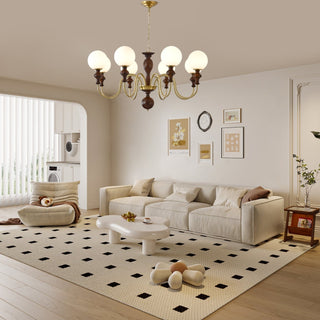 Lustra Lustre Bois Laiton Globe Intemporel