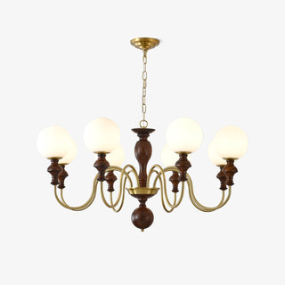 Lustra Lustre Bois Laiton Globe Intemporel