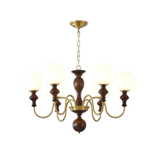 Lustra Lustre Bois Laiton Globe Intemporel