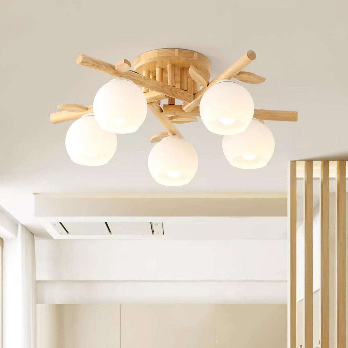 Willow Wood Minimalist Ceiling Light-Neutral Decor