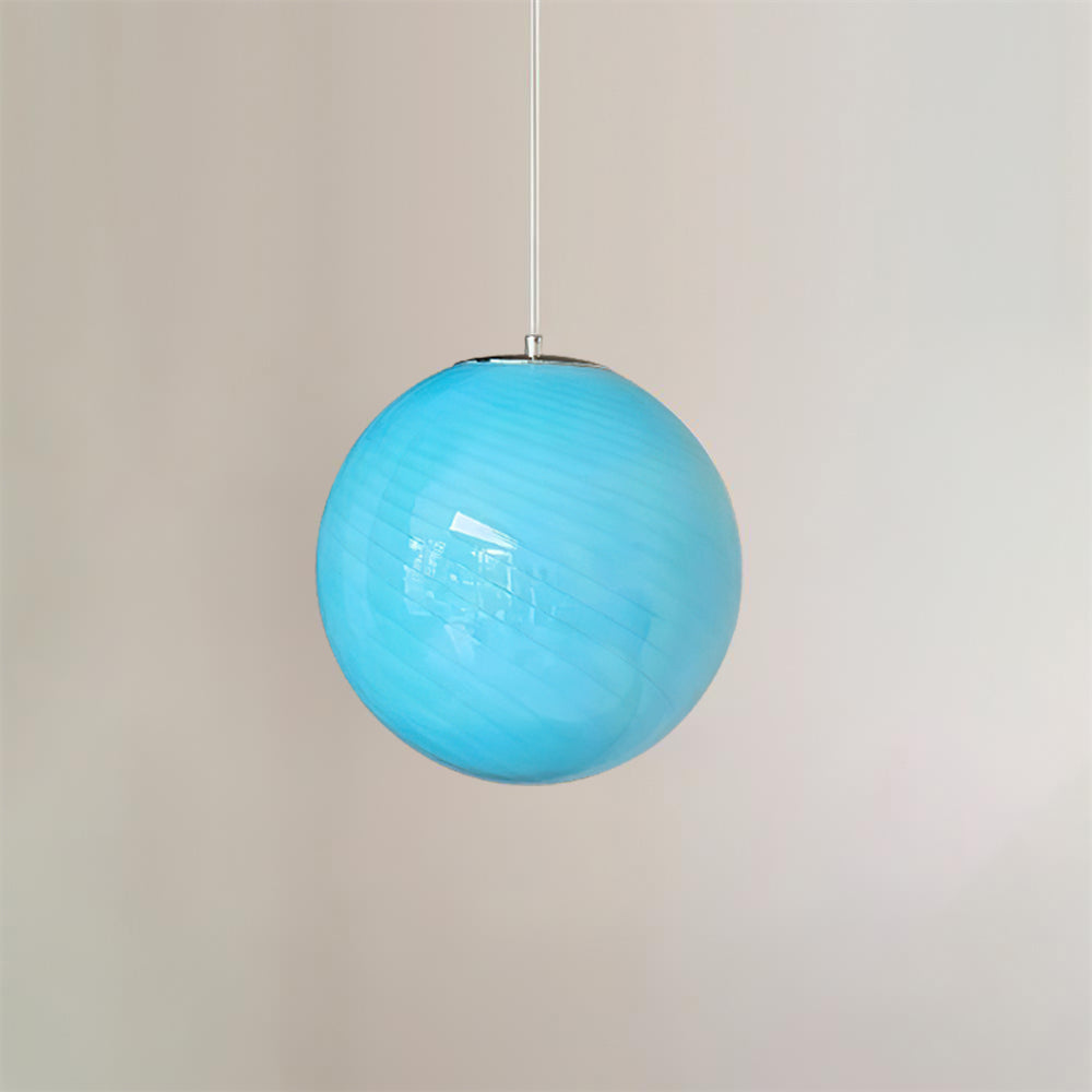 Dorvian Pendant Lamp Glass Globe Blue Modern-Neutral Decor