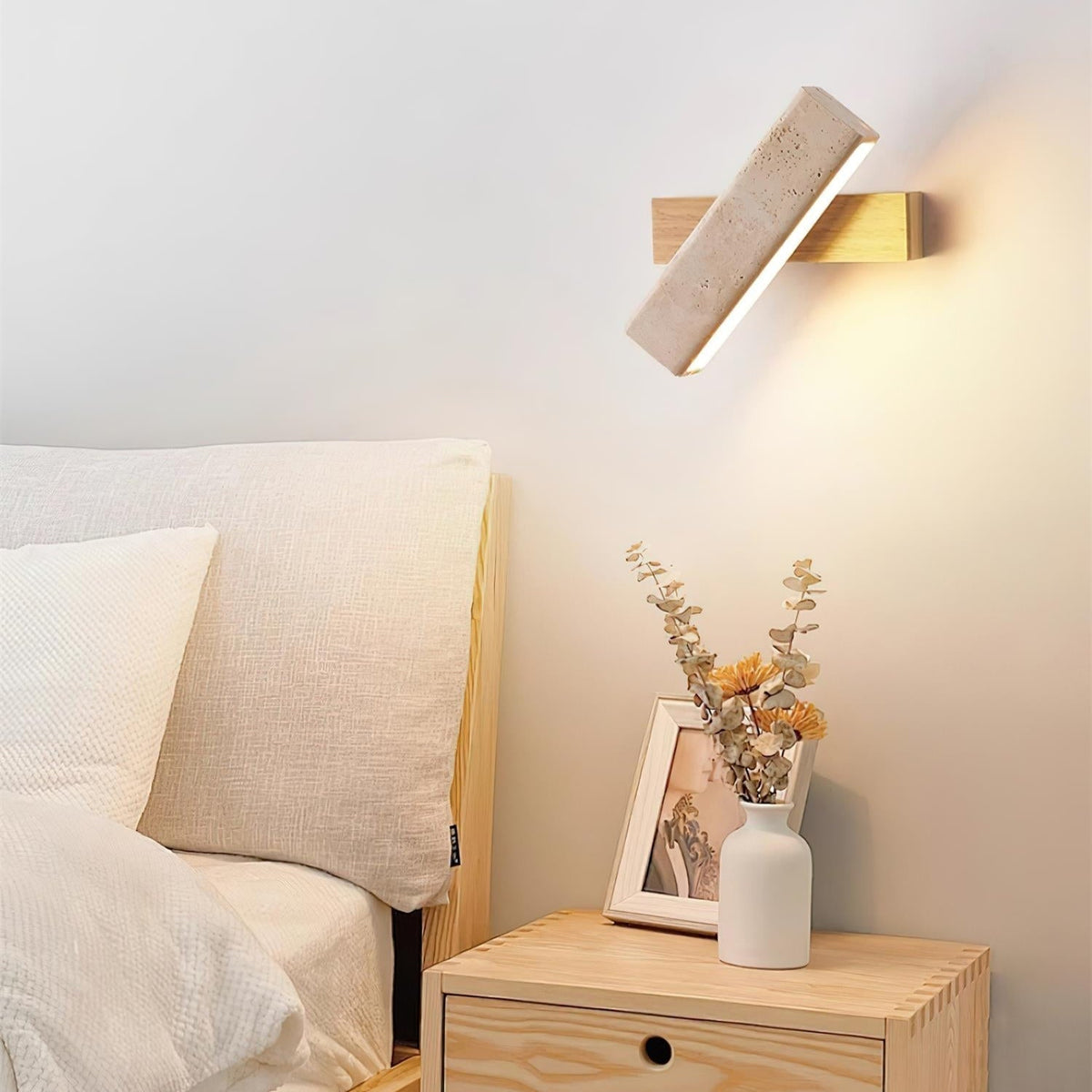 Novra Travertine Rotating Wall Lamp-Neutral Decor