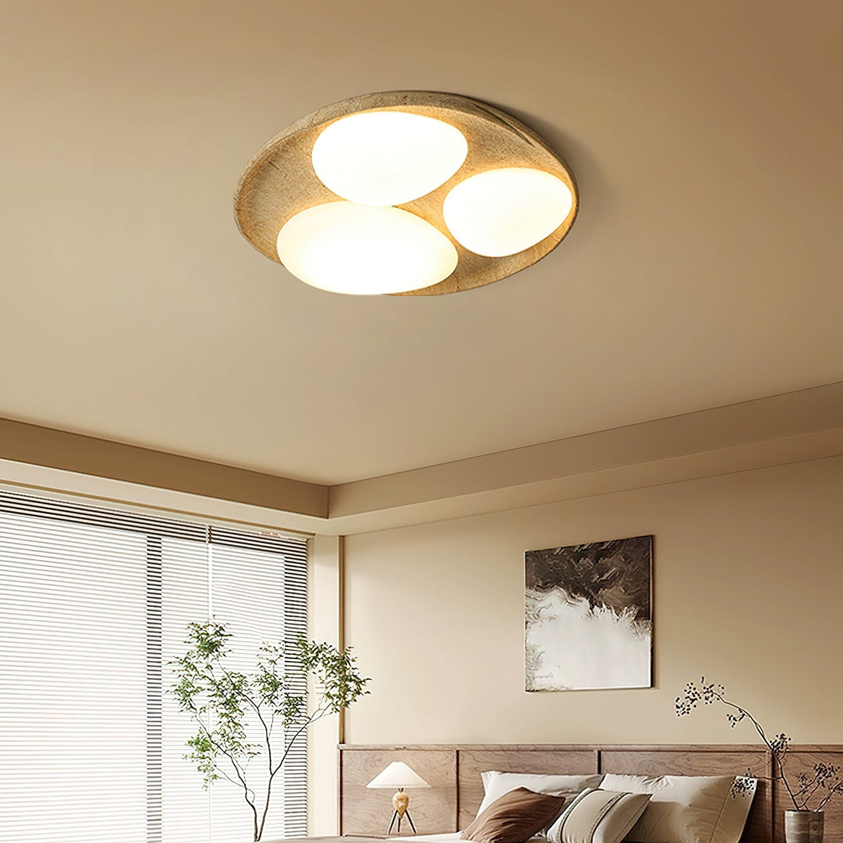 Close-up of the Topo Ceiling Light's organic, pebble-like diffusers.