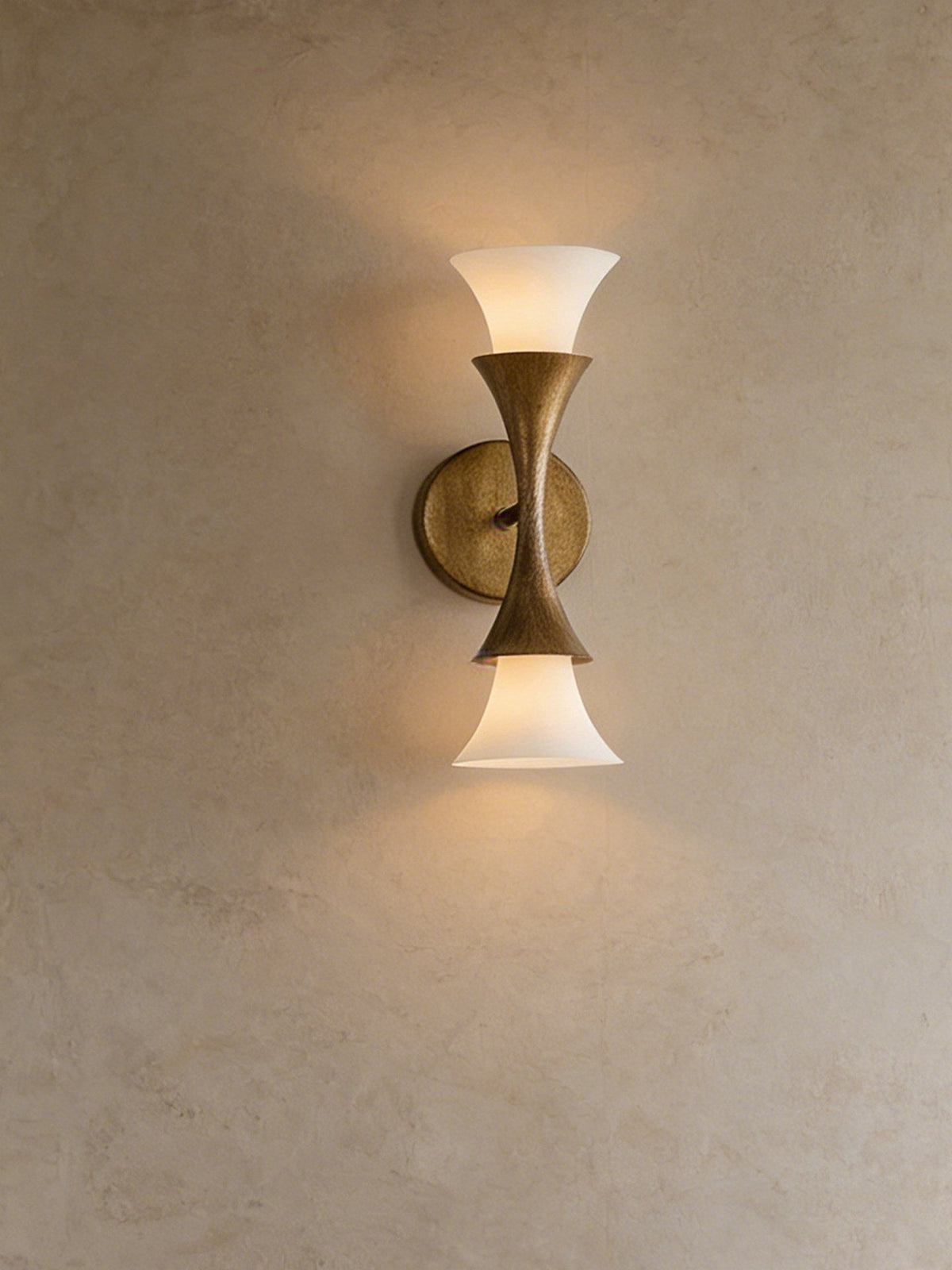 Antique Brass Double Cone Wall Sconce-Neutral Decor