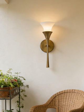 Antique Brass Double Cone Wall Sconce-Neutral Decor