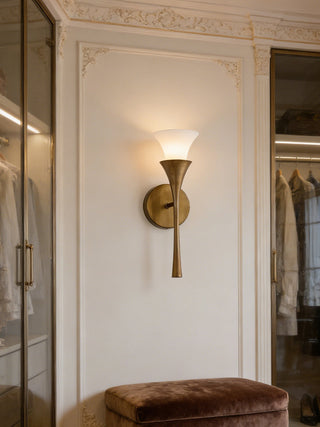 Antique Brass Double Cone Wall Sconce-Neutral Decor