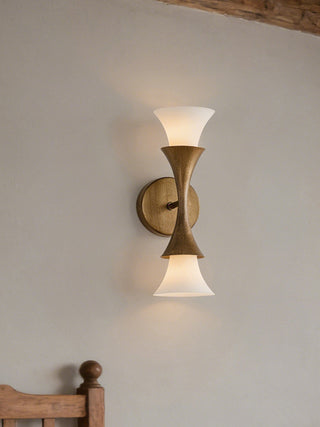 Antique Brass Double Cone Wall Sconce-Neutral Decor