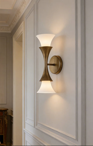 Antique Brass Double Cone Wall Sconce-Neutral Decor