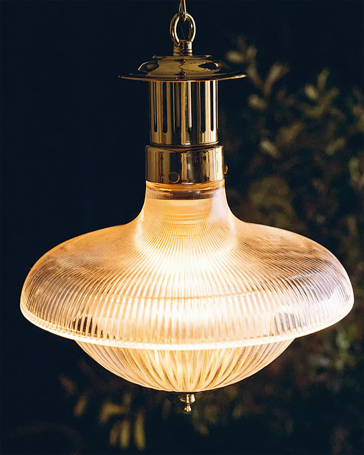 Norvela Pendant Light Clear Ribbed Glass Brass Vintage-Neutral Decor