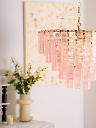 Aurora Lustre Rose Murano Verre Superposé Vintage Luxe