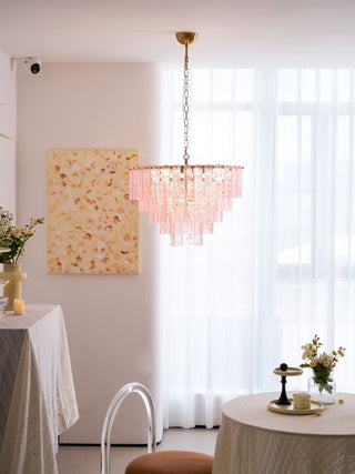 Aurora Lustre Rose Murano Verre Superposé Vintage Luxe
