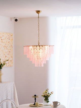 Aurora Lustre Rose Murano Verre Superposé Vintage Luxe