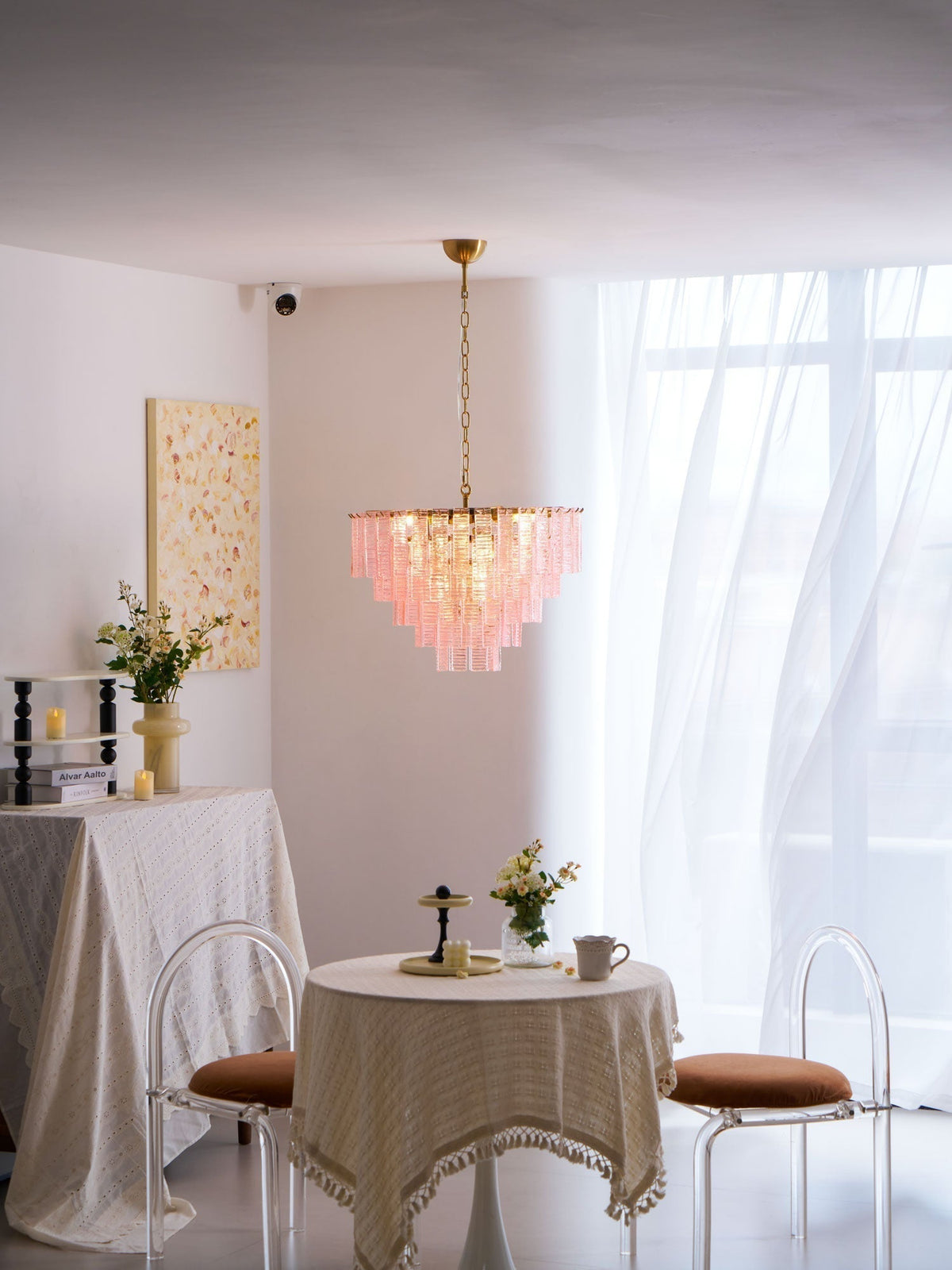 Nivoria Lustre Rose Murano Verre Superposé Vintage Luxe