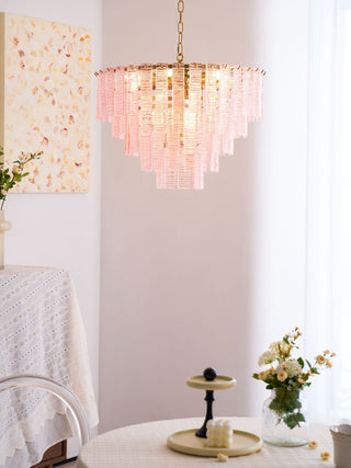 Aurora Lustre Rose Murano Verre Superposé Vintage Luxe