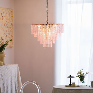 Aurora Lustre Rose Murano Verre Superposé Vintage Luxe