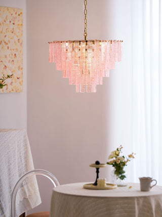 Aurora Lustre Rose Murano Verre Superposé Vintage Luxe