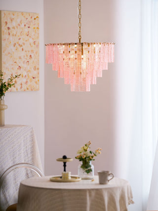 Aurora Lustre Rose Murano Verre Superposé Vintage Luxe
