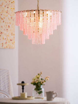 Aurora Lustre Rose Murano Verre Superposé Vintage Luxe
