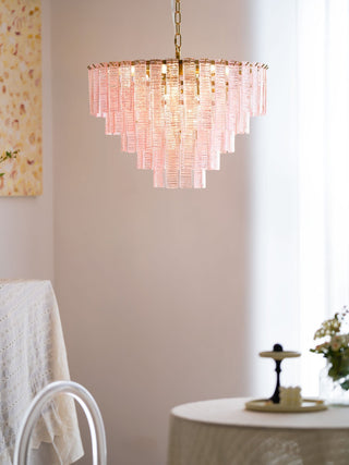 Aurora Lustre Rose Murano Verre Superposé Vintage Luxe