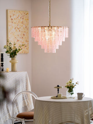 Aurora Lustre Rose Murano Verre Superposé Vintage Luxe