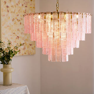 Aurora Lustre Rose Murano Verre Superposé Vintage Luxe