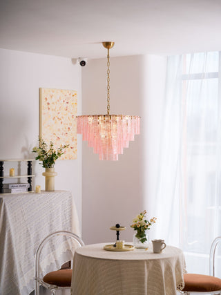 Aurora Lustre Rose Murano Verre Superposé Vintage Luxe