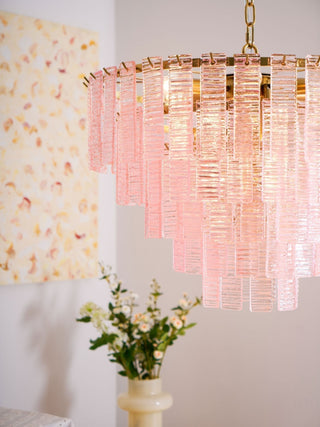 Aurora Lustre Rose Murano Verre Superposé Vintage Luxe