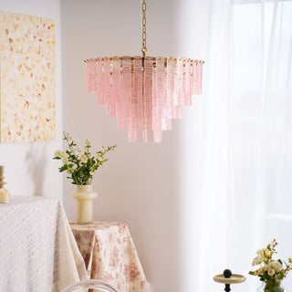 Aurora Lustre Rose Murano Verre Superposé Vintage Luxe