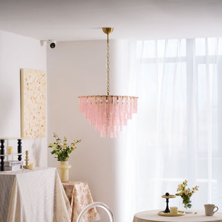 Aurora Lustre Rose Murano Verre Superposé Vintage Luxe