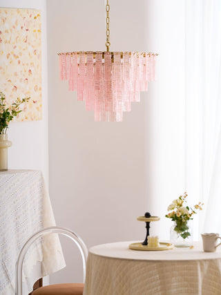 Aurora Lustre Rose Murano Verre Superposé Vintage Luxe