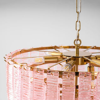 Aurora Lustre Rose Murano Verre Superposé Vintage Luxe