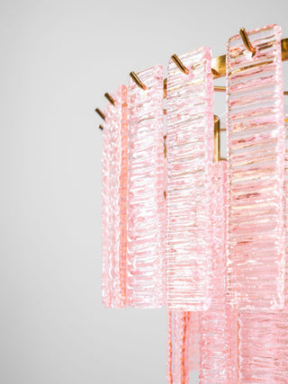 Aurora Lustre Rose Murano Verre Superposé Vintage Luxe