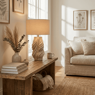Tortile Twisted Ceramic Table Lamp-Neutral Decor
