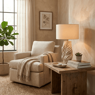 Tortile Twisted Ceramic Table Lamp-Neutral Decor