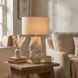 Tortile Twisted Ceramic Table Lamp-Neutral Decor