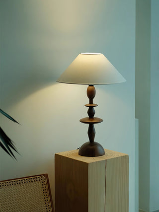 Halenir Lampe de Table en Bois Et Tissu