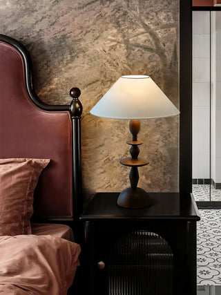 Halenir Lampe de Table en Bois Et Tissu