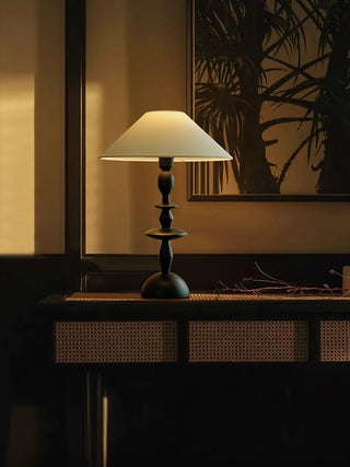 Halenir Lampe de Table en Bois Et Tissu
