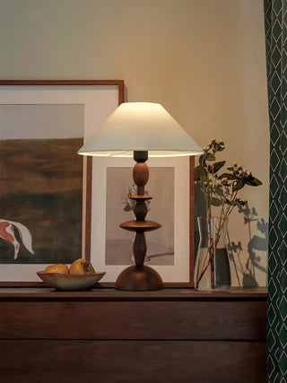 Halenir Lampe de Table en Bois Et Tissu