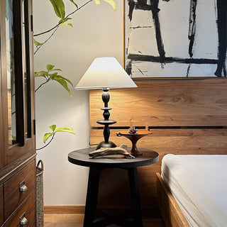 Halenir Lampe de Table en Bois Et Tissu