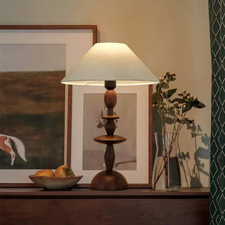Halenir Lampe de Table en Bois Et Tissu