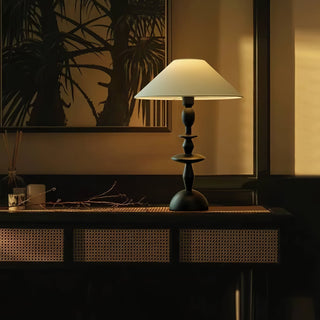 Halenir Lampe de Table en Bois Et Tissu
