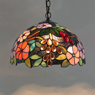 Tiffany Rétro LED Suspension Fleurs Verre Salle À Manger