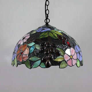 Tiffany Rétro LED Suspension Fleurs Verre Salle À Manger