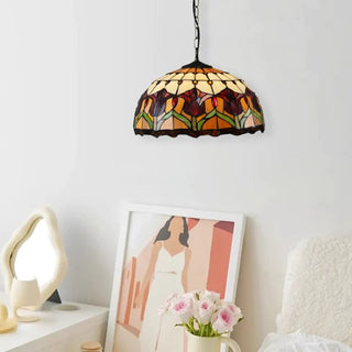 Tiffany Rétro Rond Colorée Suspension Verre Chambre À Coucher/Bar