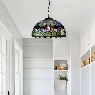 Tiffany Rétro Rond Colorée Suspension Verre Chambre À Coucher/Bar