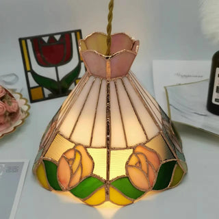 Tiffany Design LED Fleur De Cône Suspension Blanc Bar/Chambre À Coucher