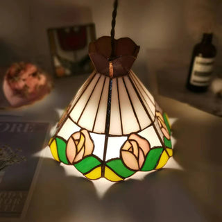 Tiffany Design LED Fleur De Cône Suspension Blanc Bar/Chambre À Coucher