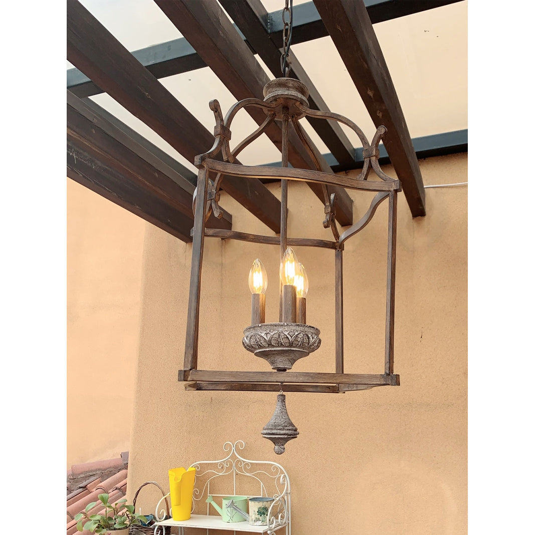 Lirexon Traditionnel Volière Sculpté à la Main Bois Lustre-Cielum